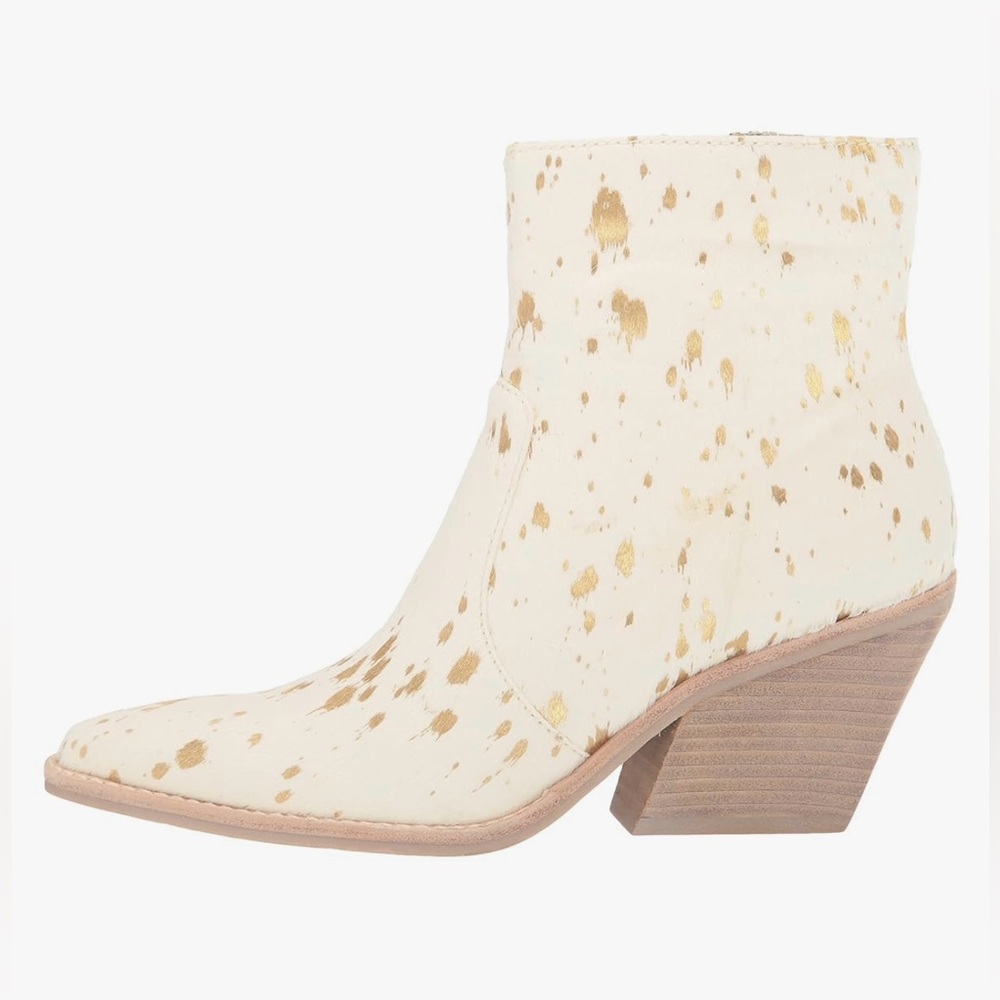 Dolce Vita Volli Pointed Western Booties | Gold Multi Calf Fur | Womens 7.5 NEW